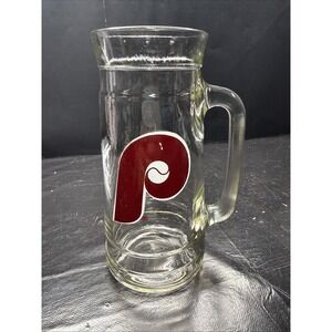 Philadelphia Phillies Mug O' Nuts Glass Beer Mug Stein~empty~no Lid~Vintage Logo